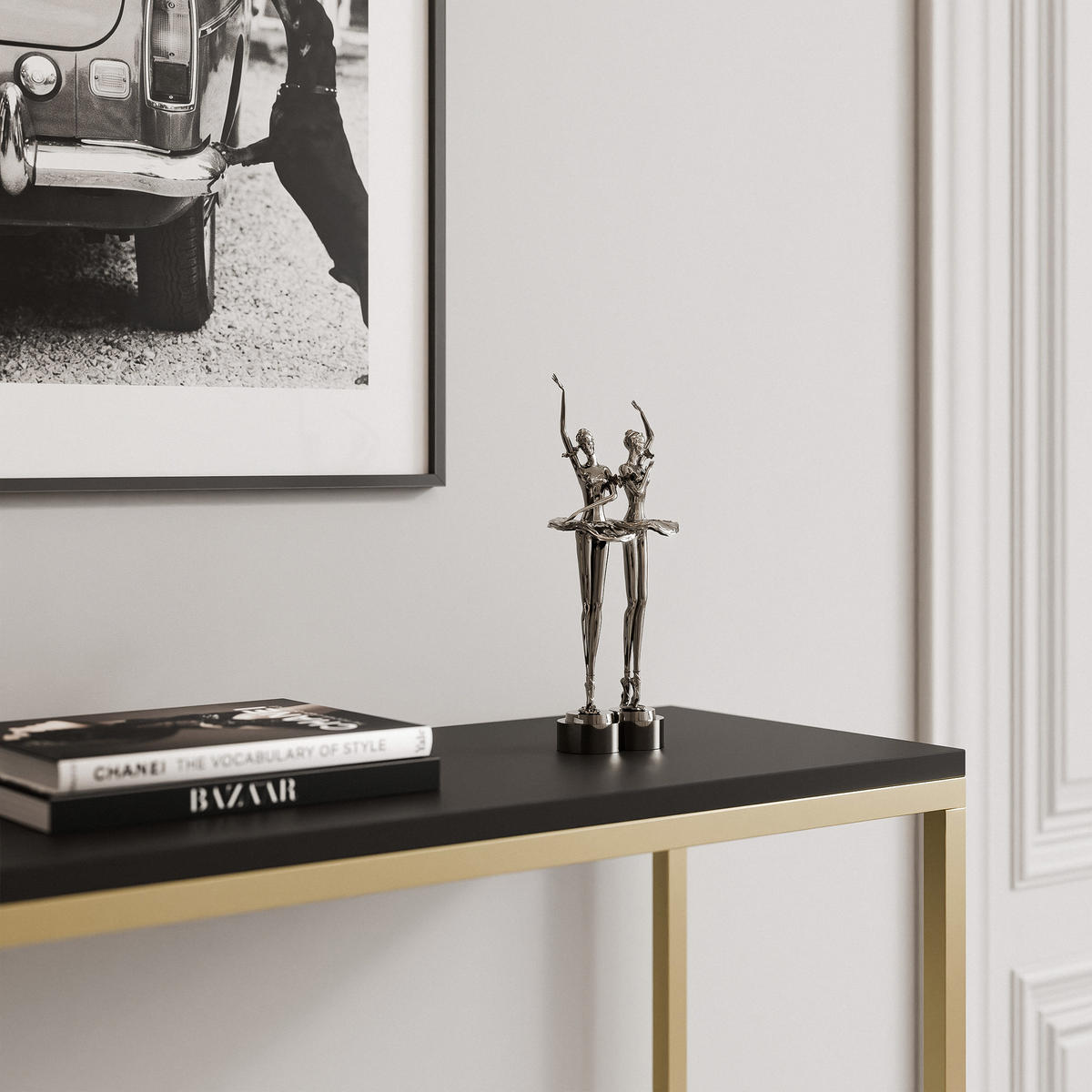 KONSOLENTISCH IRMA in 80/30/80 cm, Gold / Schwarz matt - Goldfarben/Schwarz, Holzwerkstoff/Metall (30/80/80cm) - Idohome