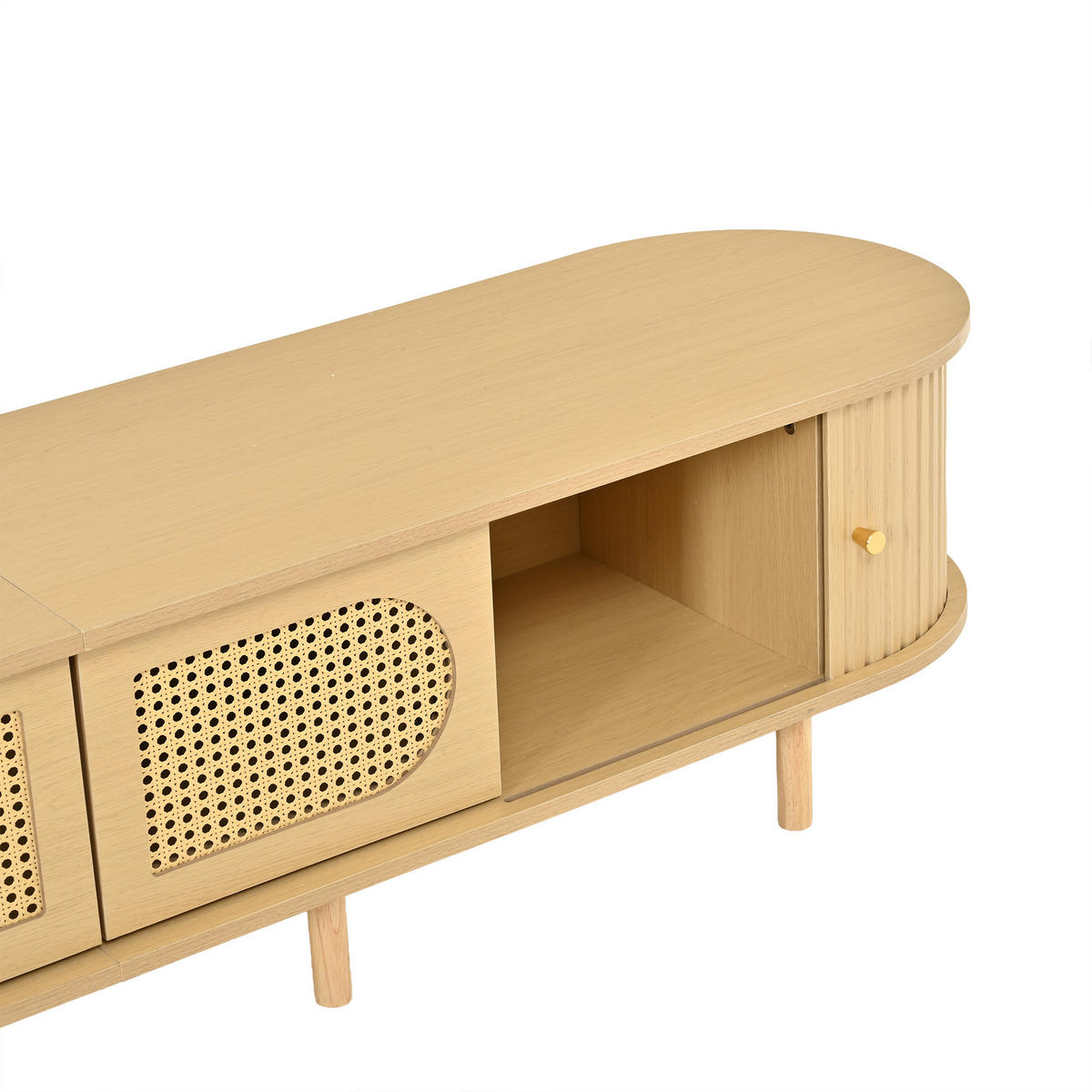 LOWBOARD DE-40414 2 Rattan-Türen mit Rolltüren Helle Holzfarbe - Naturfarben, Holzwerkstoff (180/40/40cm) - ComfortXL