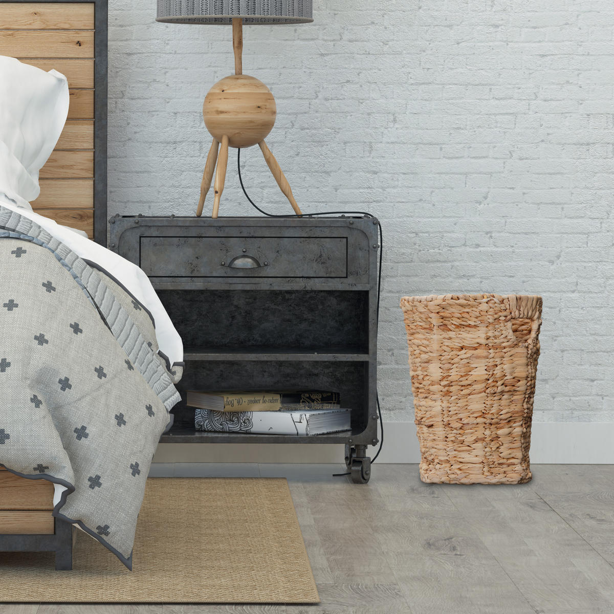 PAPIERKORB - Hellbraun, Textil/Metall (25/32/25cm) - Relaxdays