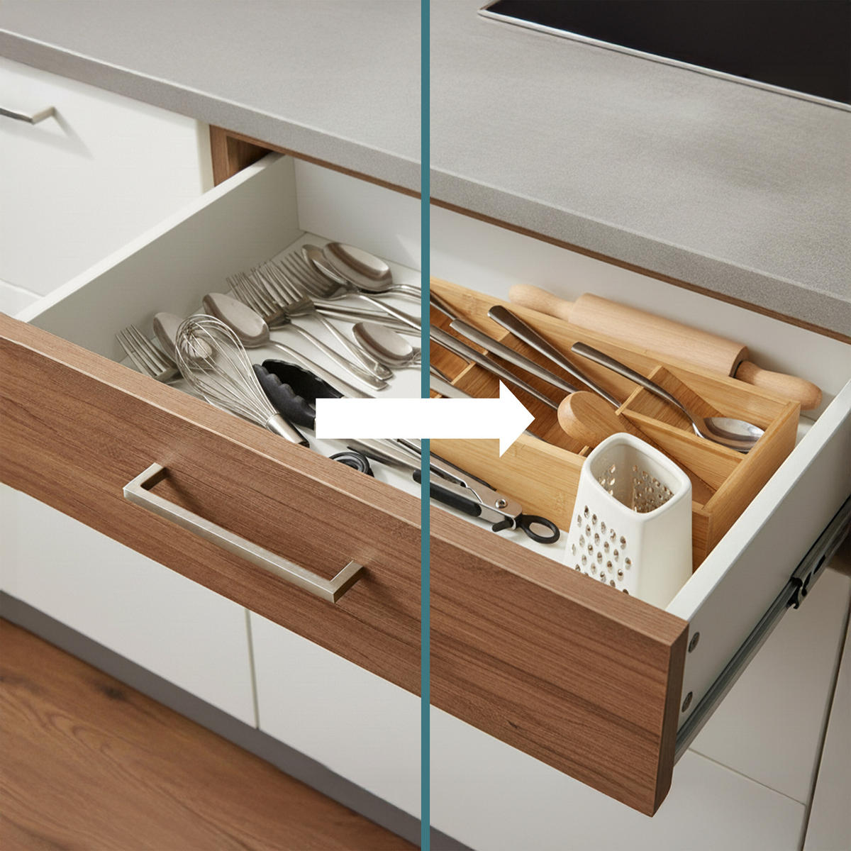 BESTECKORGANIZER - Hellbraun, Holz/Holzwerkstoff (40/6/12cm) - Relaxdays