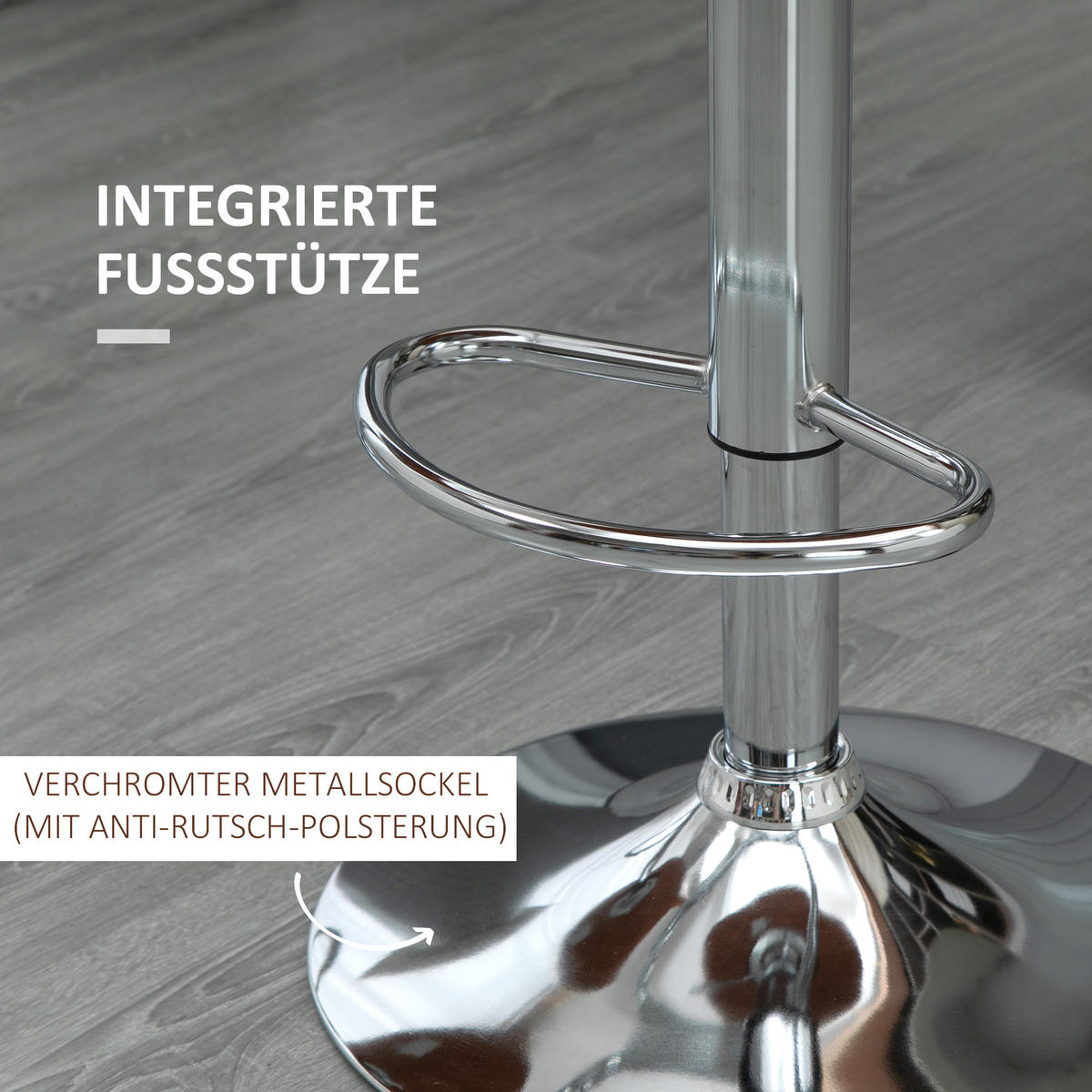 2ER-SET Barhocker, Bistrohocker mit Fußstütze, Drehbar Höhenverstellbar Barstuhl - Silberfarben/Creme, Metall (46/106/50cm) - HOMCOM
