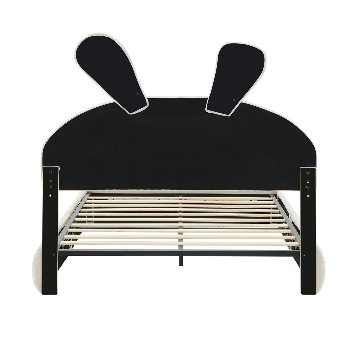 KINDERBETT 90/200 cm DE-00358, in Rosa, LED-Hasenohren und zwei Aufbewahrungshockern - Beige, Holz (140/200cm) - ComfortXL