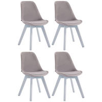STUHL 4er Set Samt Grau - Weiß/Grau, Holz/Textil (48/84/55cm) - CLP