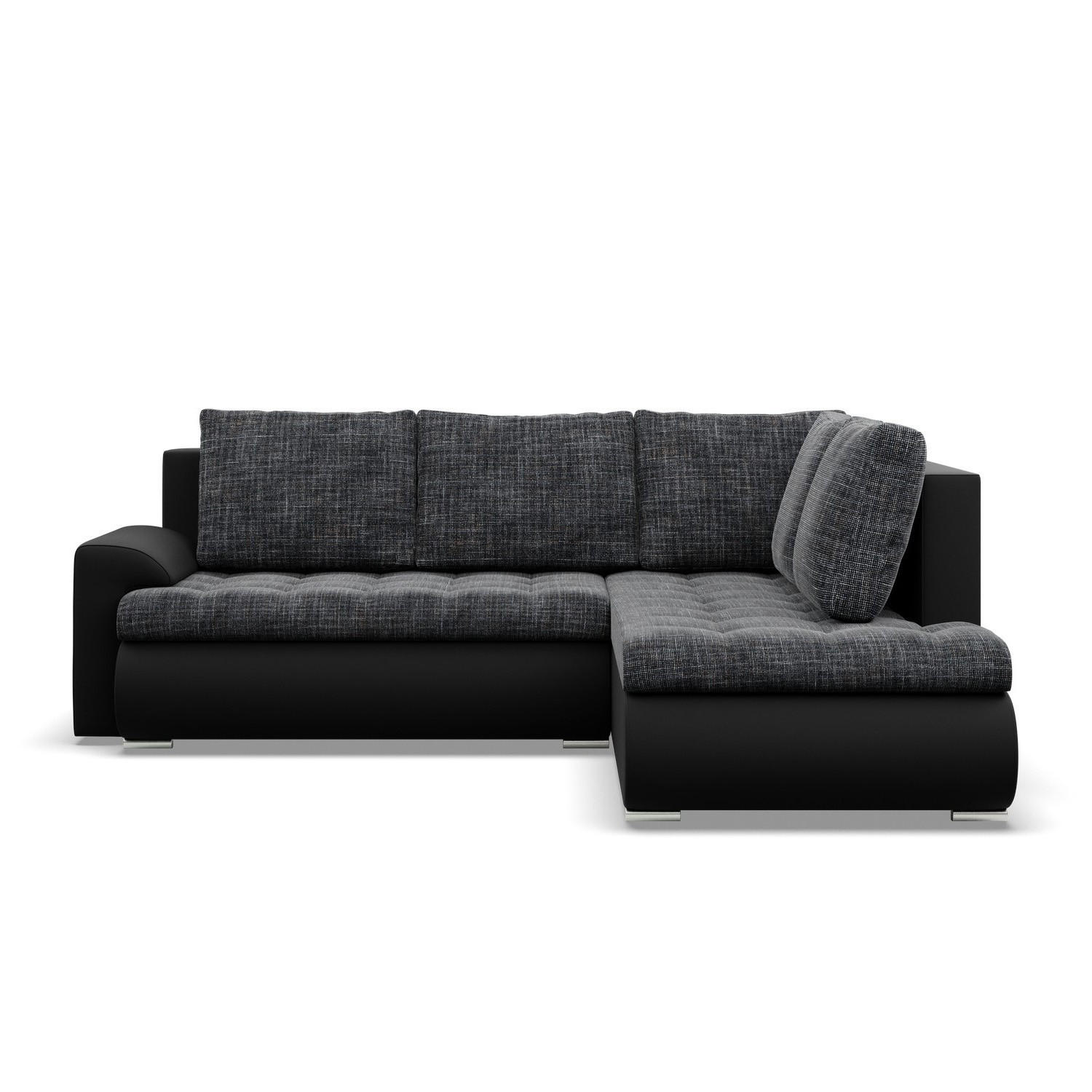 ECKSOFA RECHTS MIT SCHLAFFUNKTION FORESTA, Schwarz + Schwarz - Schwarz, Textil (230/200cm) - Mebligo