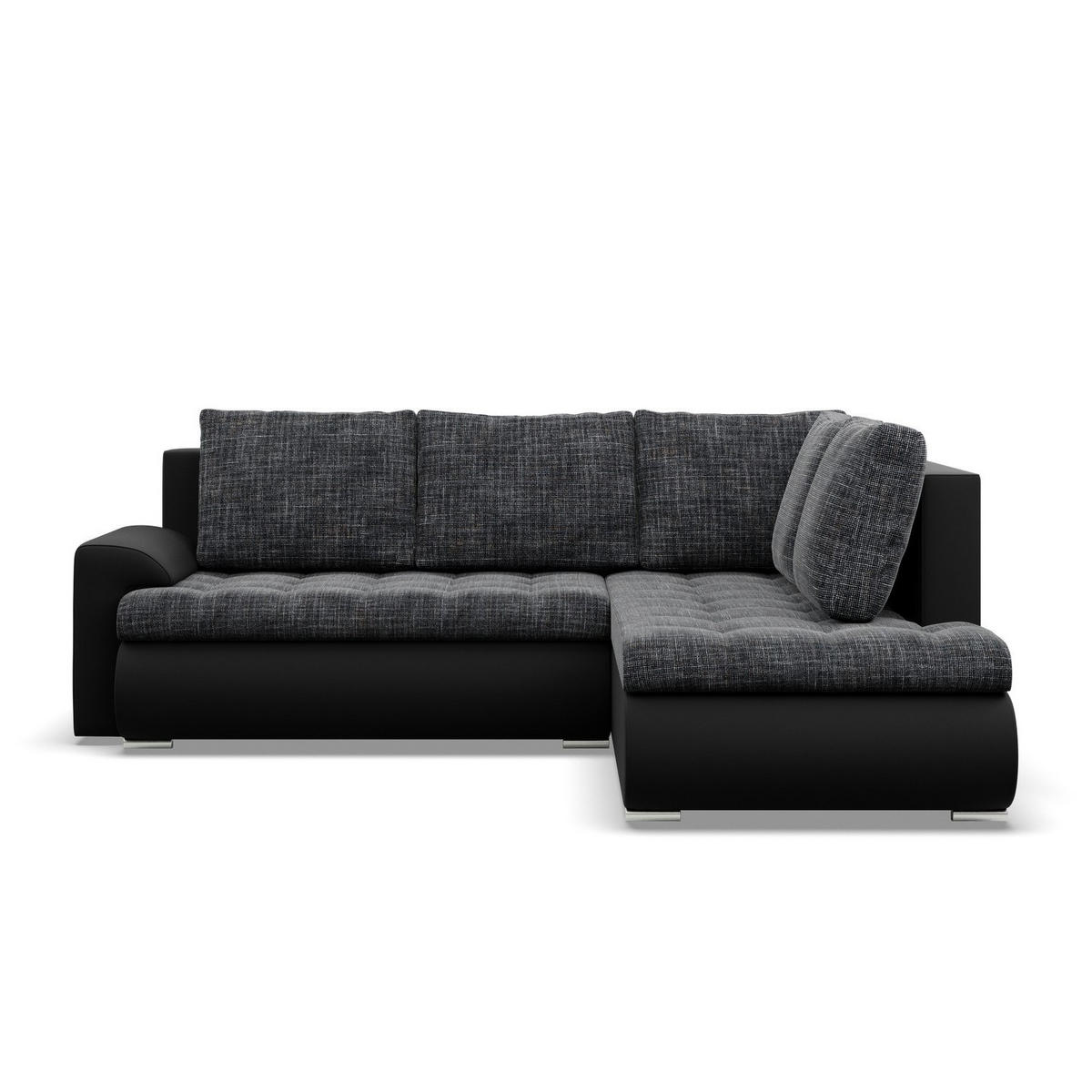 ECKSOFA RECHTS MIT SCHLAFFUNKTION FORESTA, Schwarz + Schwarz - Schwarz, Textil (230/200cm) - Mebligo