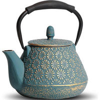 TEEKANNE Gusseisen 950ml Kirschblütenmuster Blau - Türkis, Metall (17/8cm)