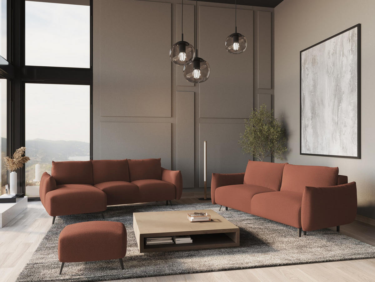 ECKSOFA mit Schlaffunktion Chenille Stoff Pink - Pink/Hellrosa, Textil/Metall (162/242cm) - Makamii
