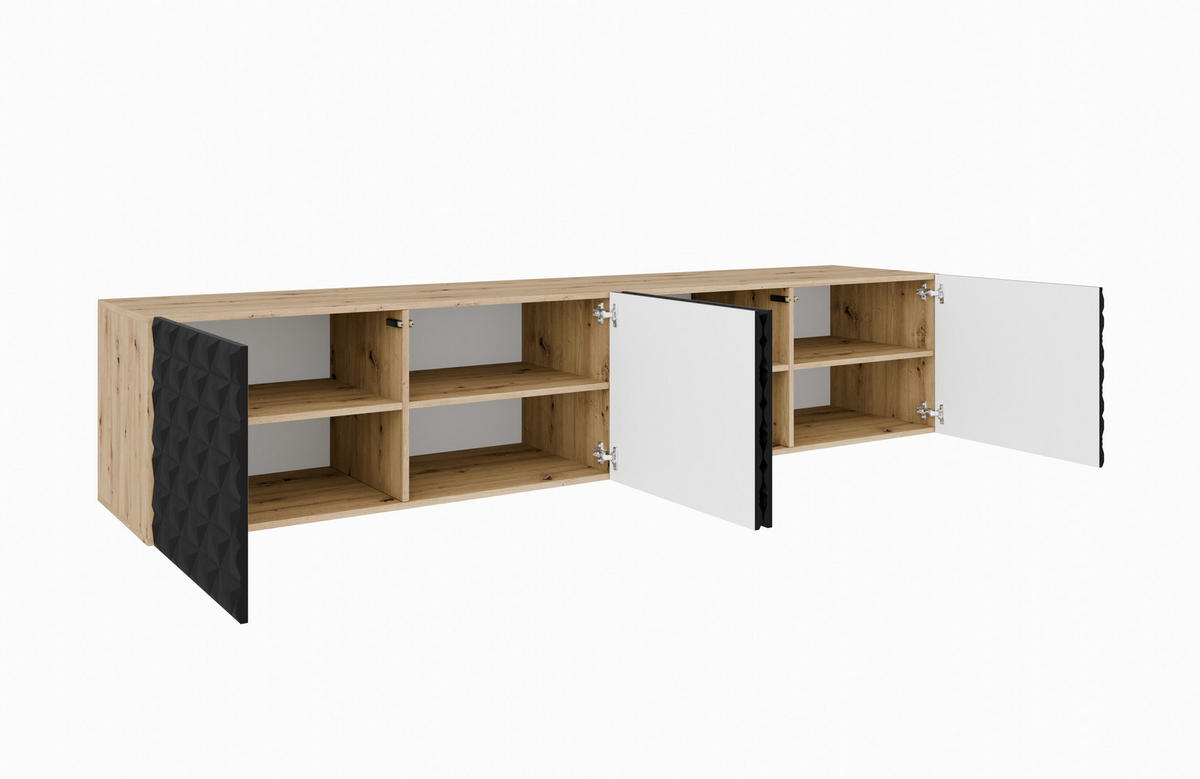 TV-SCHRANK CALI - Schwarz/Eiche Artisan, Holzwerkstoff (200/41/40cm) - Meblini