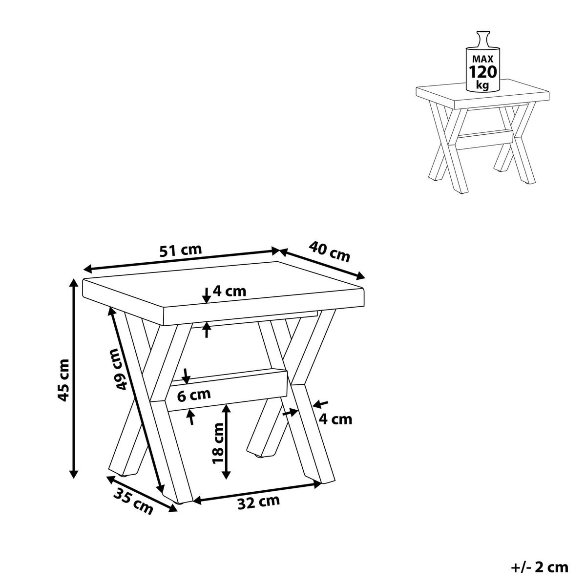 HOCKER Faserzement weiß Olbia - Hellbraun/Weiß, Stein (51/45/40cm) - Beliani