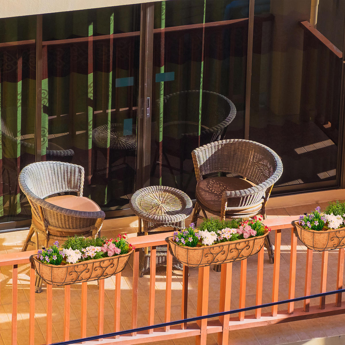 3xBLUMENKASTEN - Multicolor, Textil/Metall (76/21/22cm) - Relaxdays