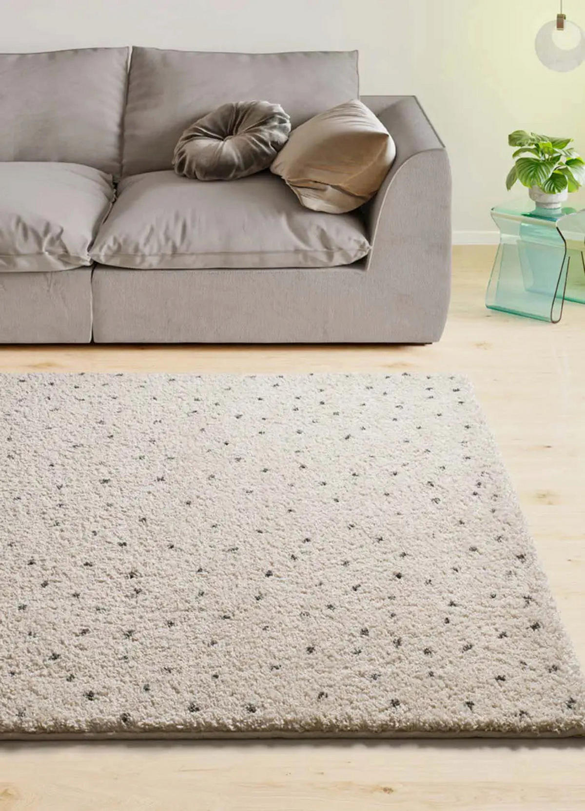 HOCHFLORTEPPICH Creme / Schwarz Lush 160/230 cm - Creme/Schwarz, Naturmaterialien/Textil (160/230cm) - Atticgo