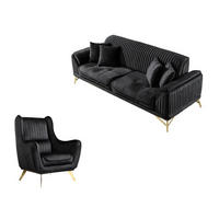 SITZGARNITUR Bond Grau Stellvariante:2+1 - Schwarz, Holz (187/85/100cm) - Villa Möbel