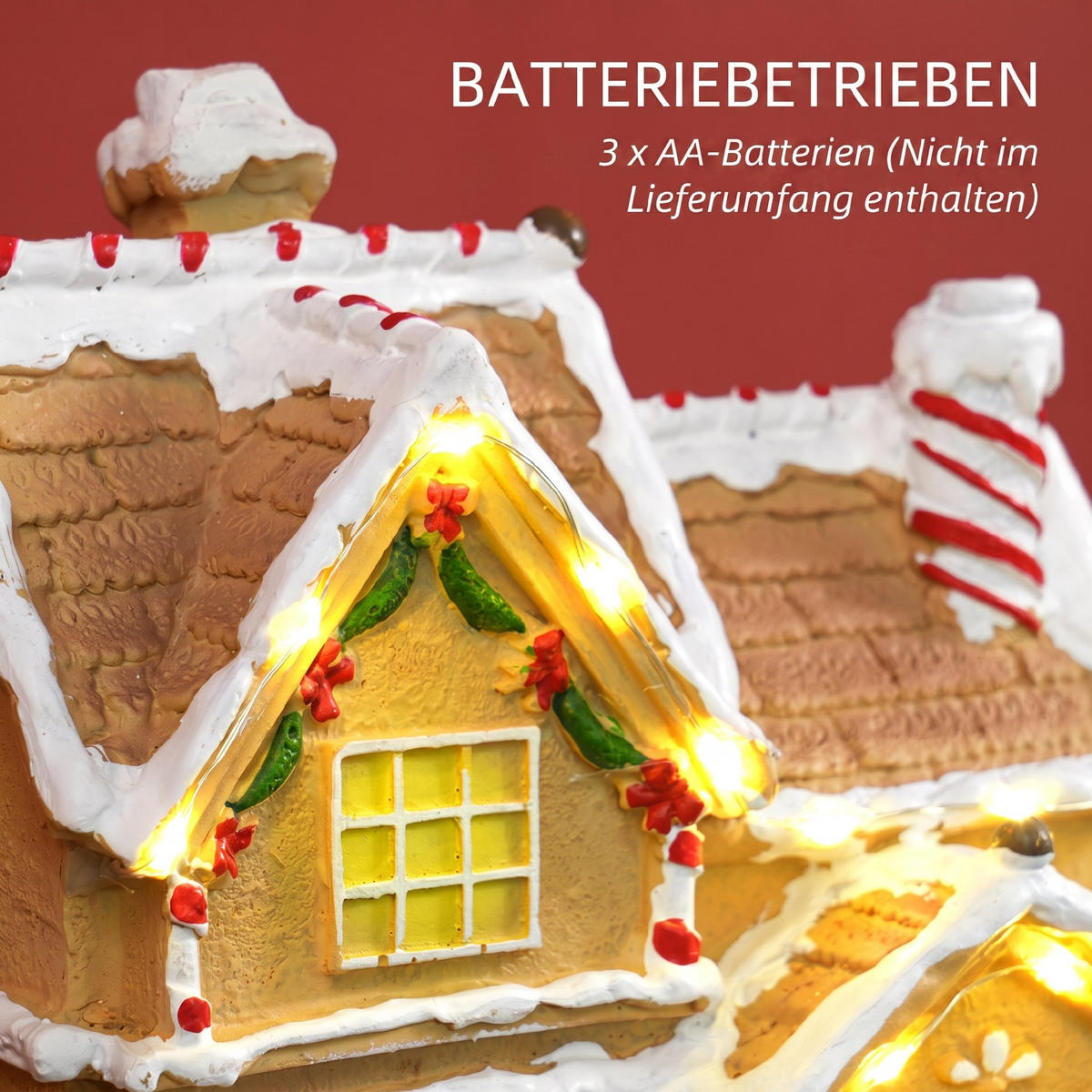WEIHNACHTSDORF Resin Braun - Braun, Kunststoff (12.5/22.5/21.5cm) - HOMCOM
