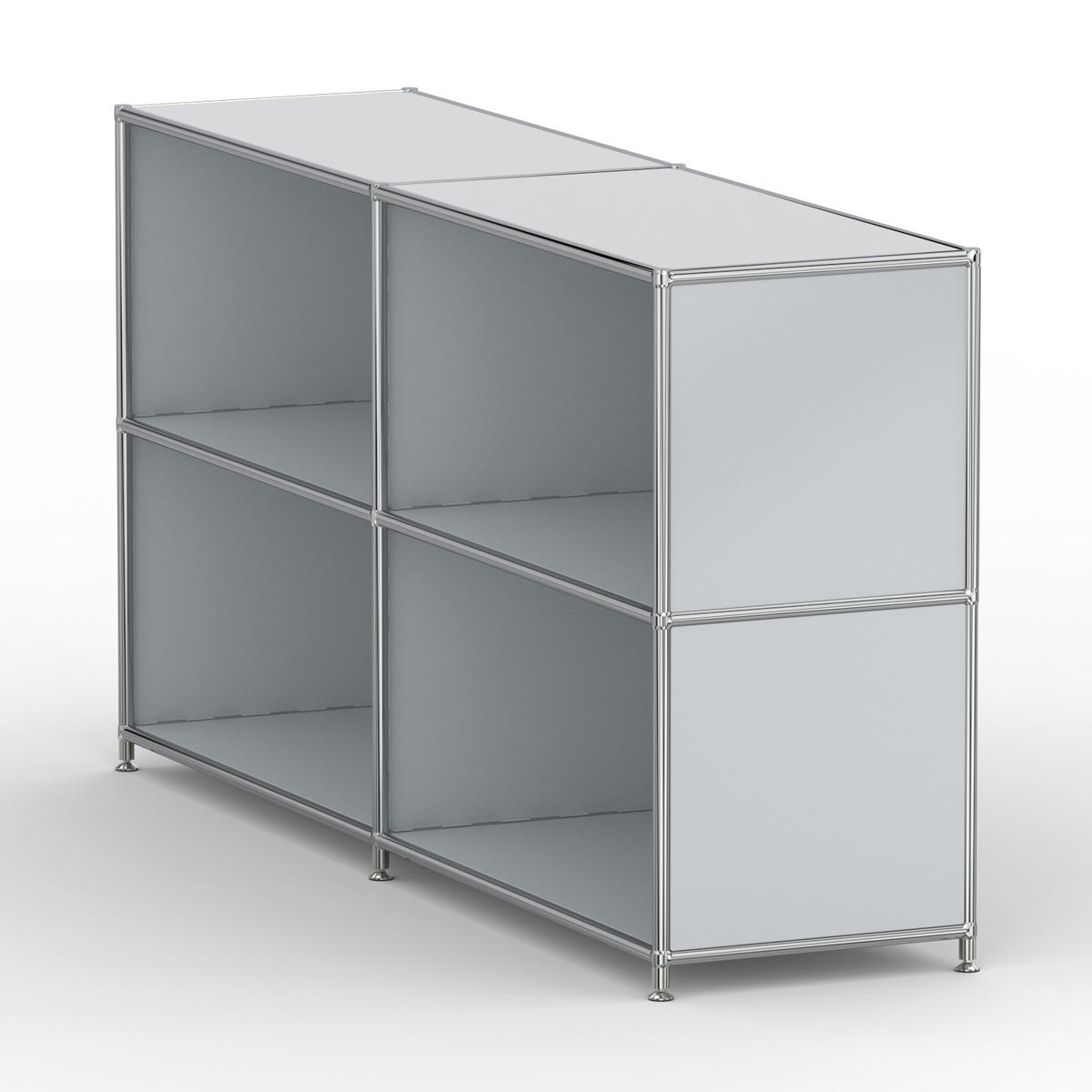 AKTENSCHRANK Büro, 4 offene Fächer, Breite 152 cm, Lichtgrau - Chromfarben/Hellgrau, Metall (40/80.5/152.2cm) - Versee