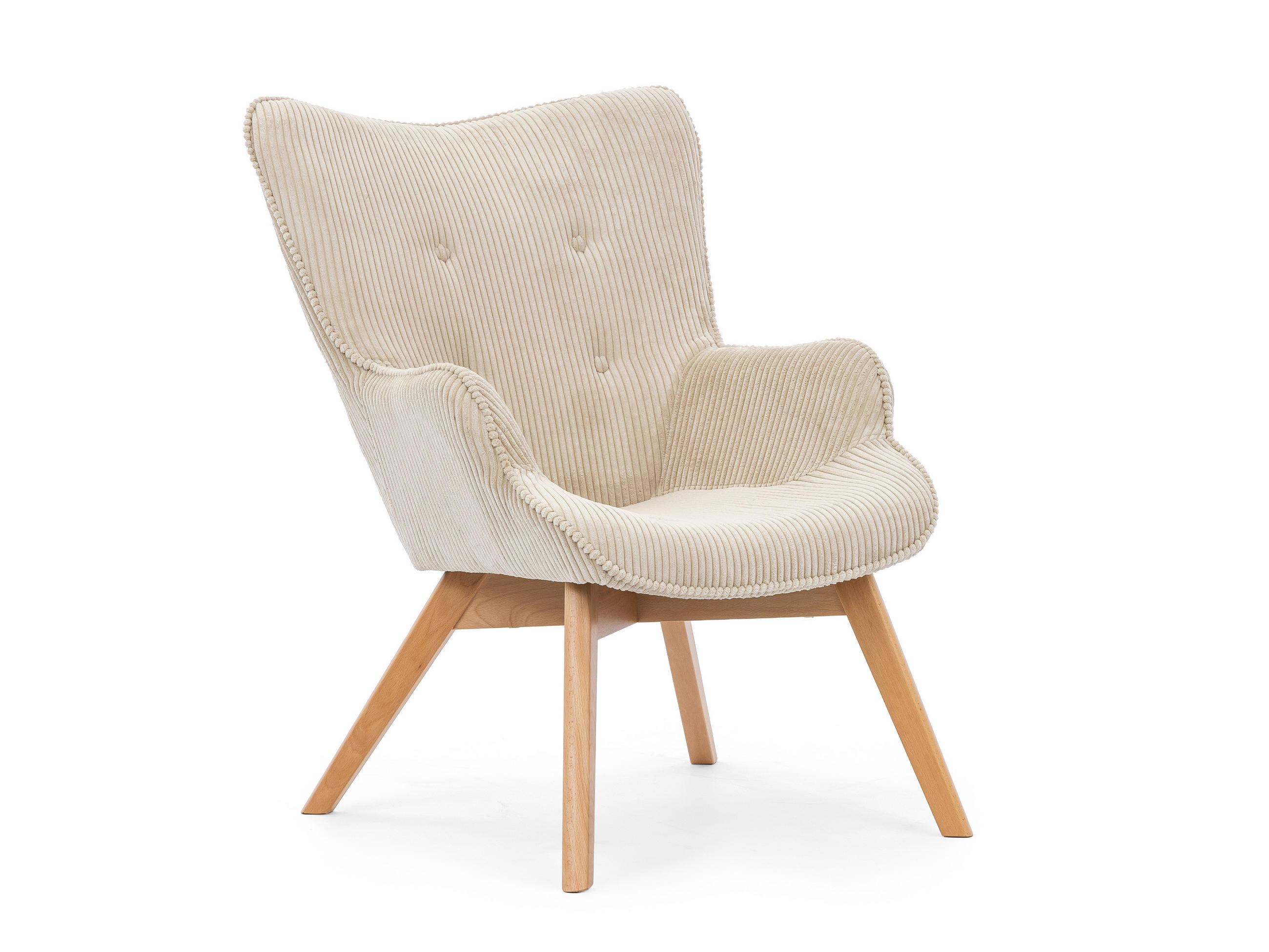 LOUNGESESSEL Lenari Beige Cordstoff mit Füßen in Natur - Beige/Naturfarben, Holz/Textil (71/96/86cm) - S-Style Möbel