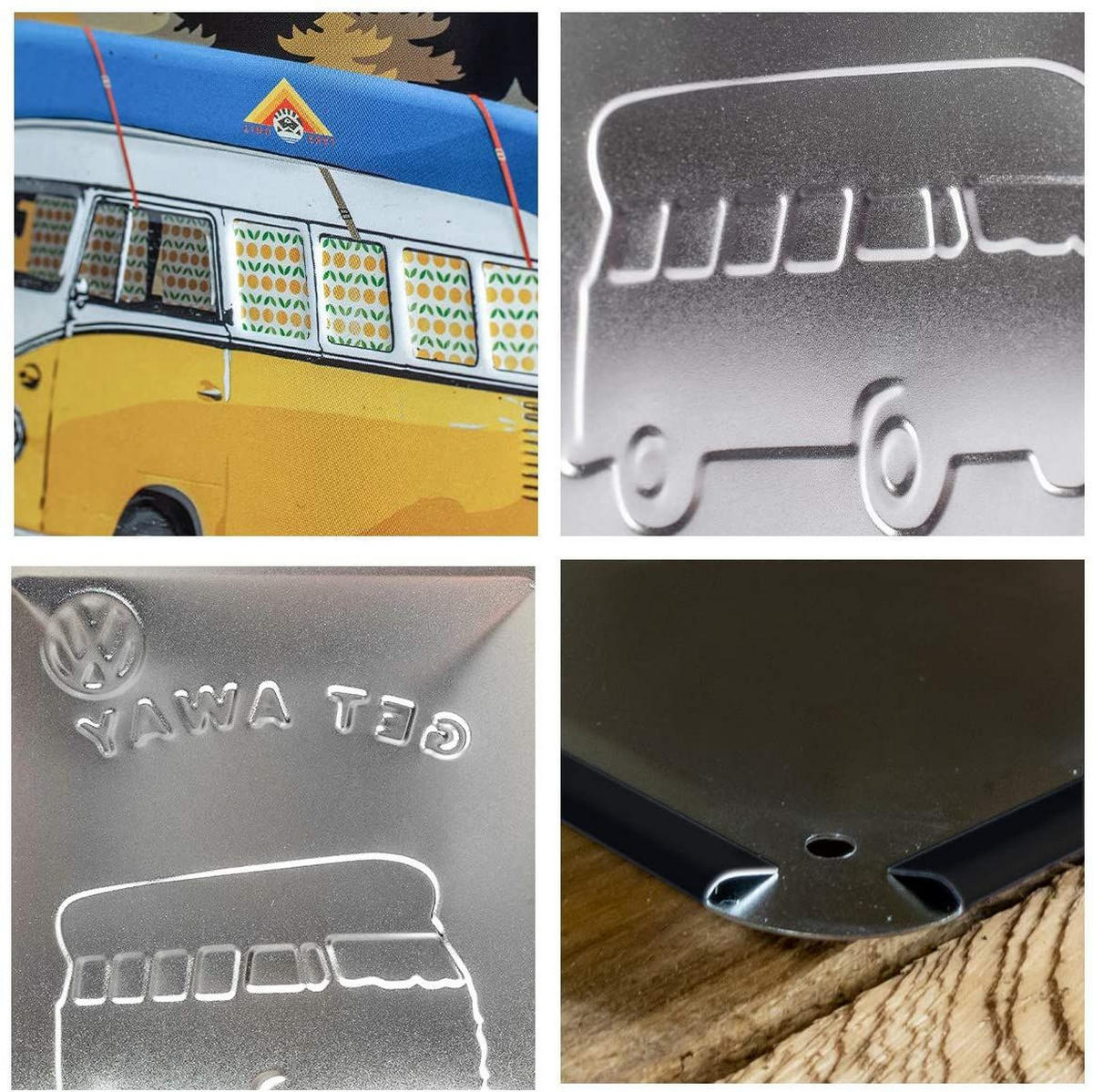 BLECHSCHILD 15/20 cm Volkswagen VW Bulli Let's Get Away Night - Multicolor, Metall (15/20/0.5cm) - Nostalgic-Art