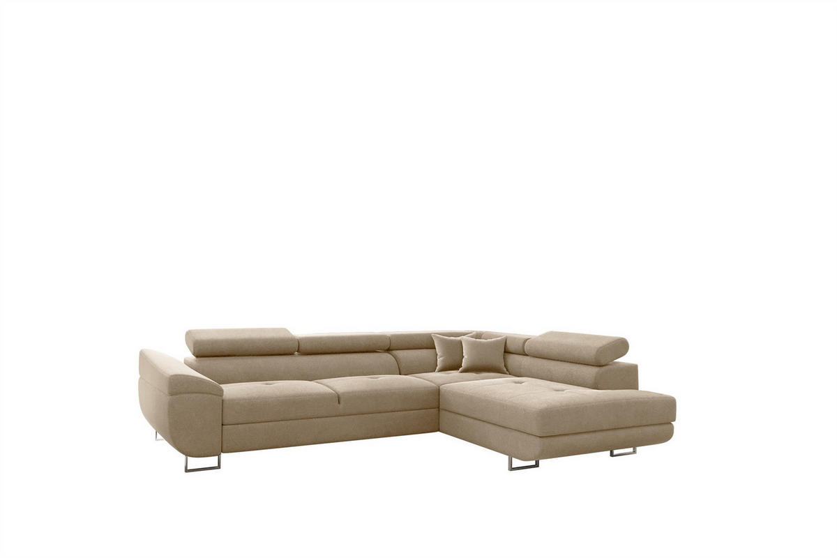 ECKSOFA Carmelo In Nova - Beige, Holzwerkstoff/Textil (275/202cm) - Fun Möbel
