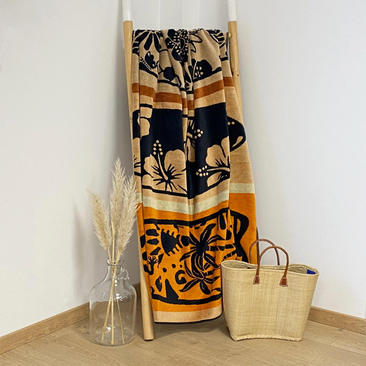 STRANDTUCH Frottee Velours Jacquard Concha 140x180 400g/m² - Orange, Textil (140/180cm) - LE COMPTOIR DE LA PLAGE