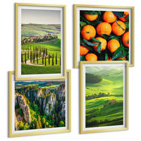 BILDER SET 4er Set - 50x50 cm & 40x60 cm Goldrahmen - Italienische Landschaft Orangen Natur - Goldfarben, Kunststoff (50/50cm) - TULUP