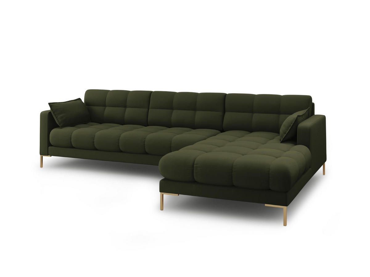 ECKSOFA rechts Mamaia aus strukturiertem Stoff grün 5 Sitzplätze - Grün, Textil (185/293cm) - Micadoni