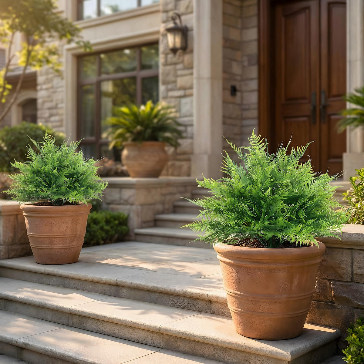 KUNSTPFLANZE 2er Set PE Aluminium Grün - Grün, Kunststoff (60cm) - HOMCOM