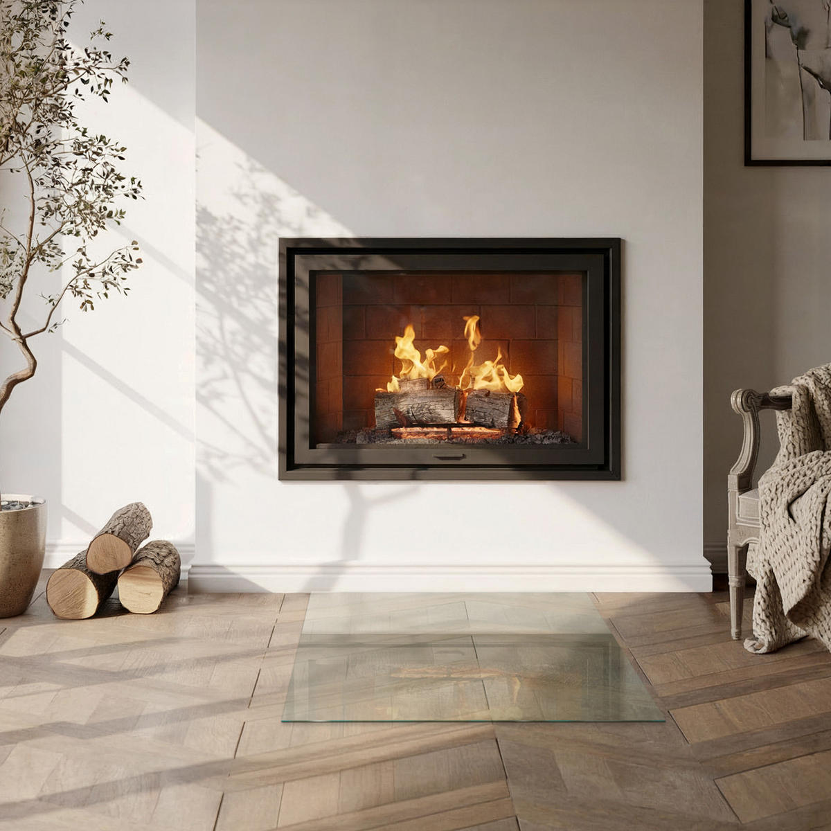 GLASPLATTE für Kamin 60x60 cm - Transparent, Glas (60/60/0.4cm) - ArtPrintCave