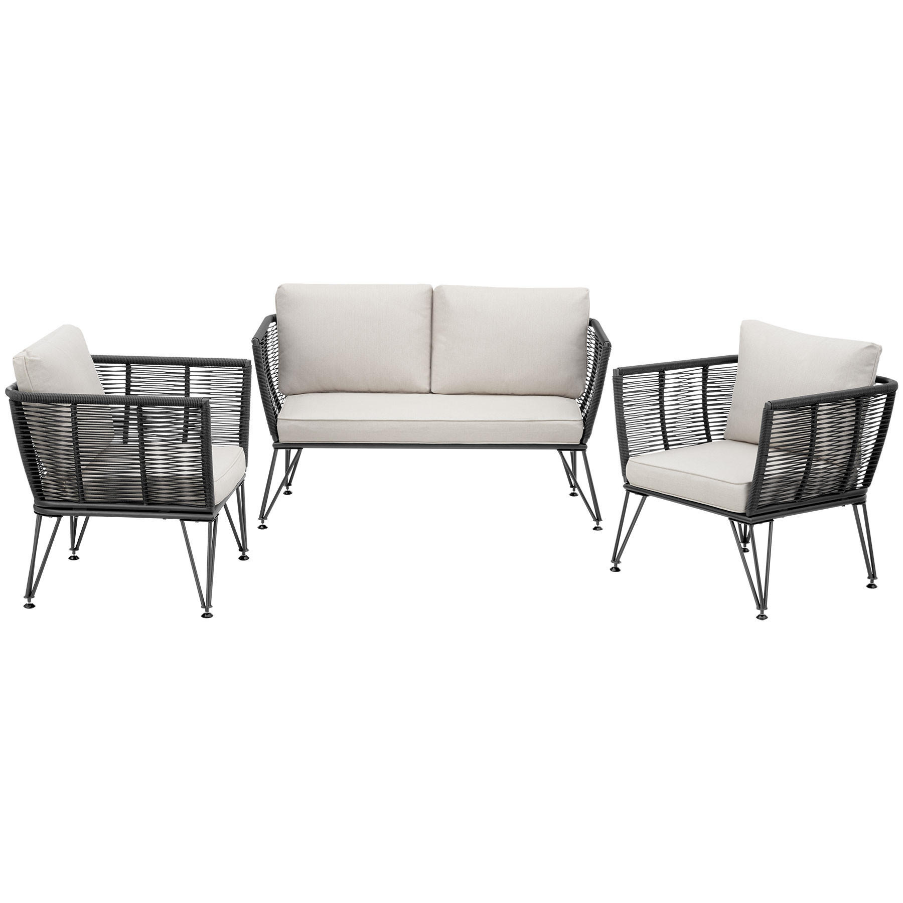 GARTEN-LOUNGESET Sundo,höhenverstellbare Füße,anthrazit - Anthrazit, Kunststoff/Textil - tectake