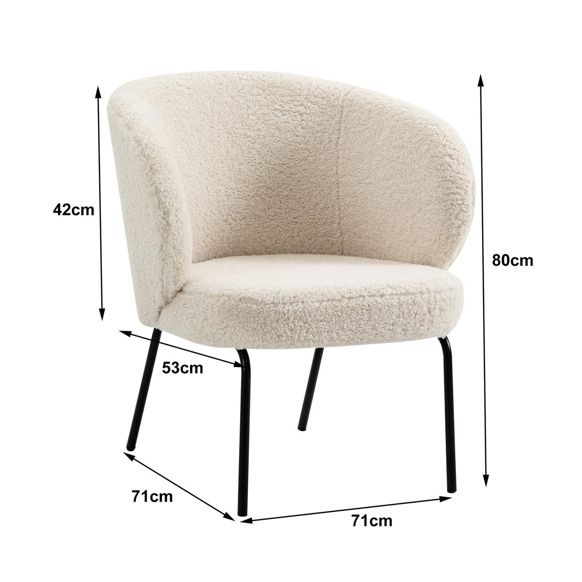SESSEL Wolle Weiß - Weiß, Textil (71/80/71cm) - Nordlys