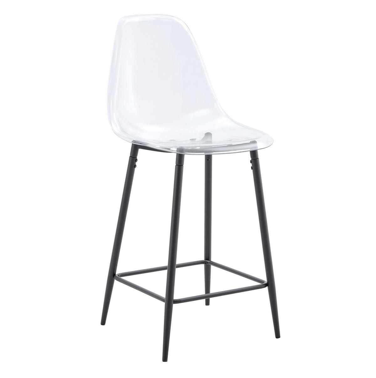 BARHOCKER 2er-Set transparent mit Metallgestell Schwarz - Schwarz, Metall (45/102/51cm) - Meubliv