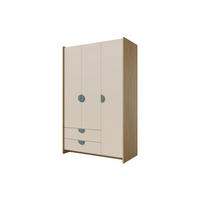 KINDERKLEIDERSCHRNAK LEXO 01 123/198/60 cm in Eiche Cremona/Macadamia/Meeresblau - Blau/Eichefarben, Holzwerkstoff (123/198/60cm) - Deine Möbel 24