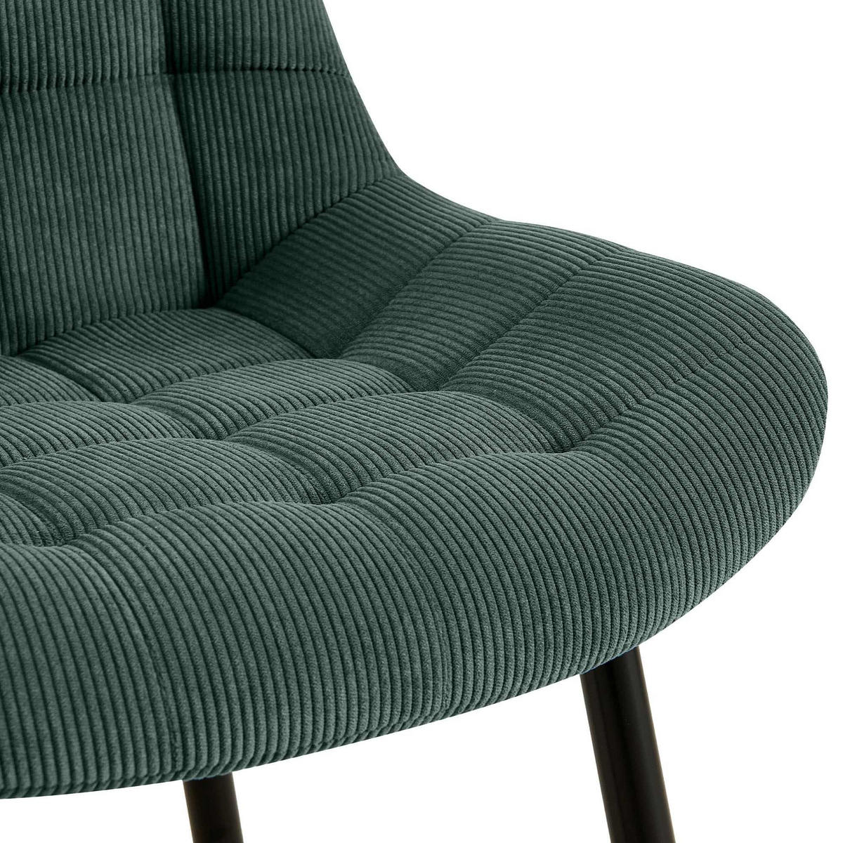 ESSZIMMERSTUHL Cord Grün - Schwarz/Grün, Textil/Metall (52/83/58cm) - CLP