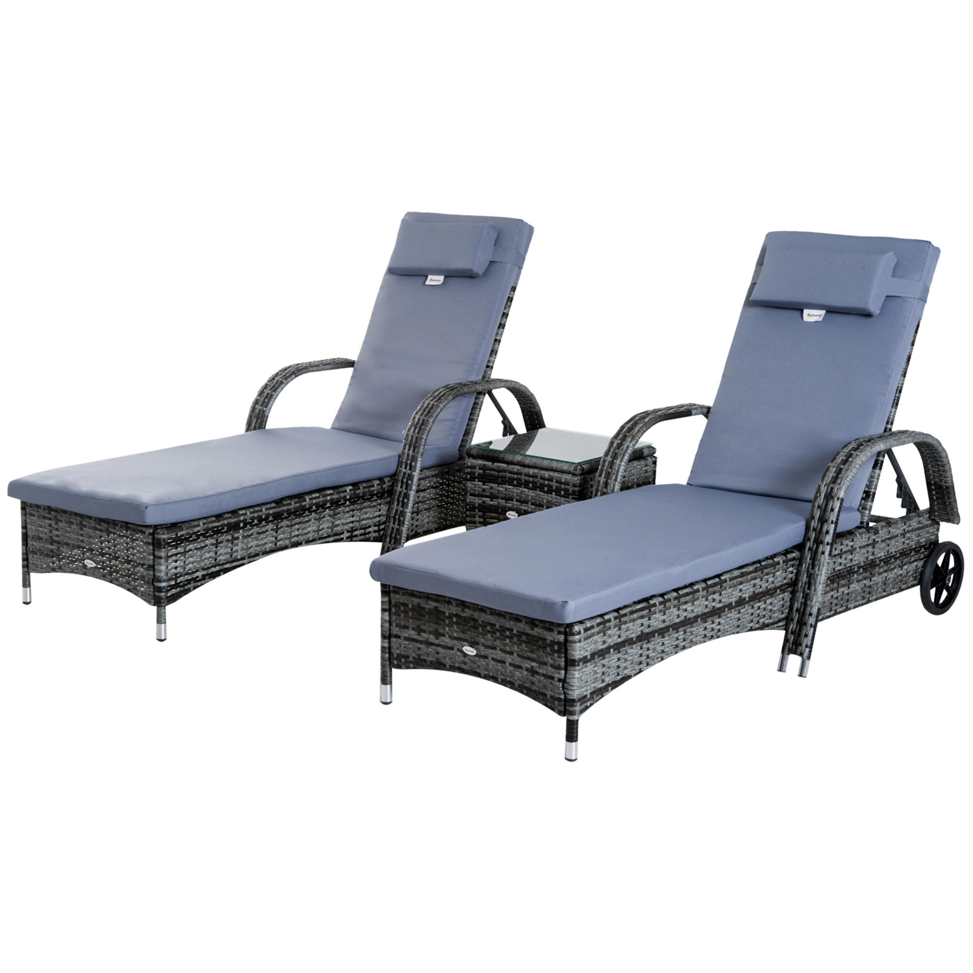 GARTENLIEGE DE-13561 5-fach verstellbar, mit Rollen Grau - Grau, Metall (73/56/200cm) - ComfortXL