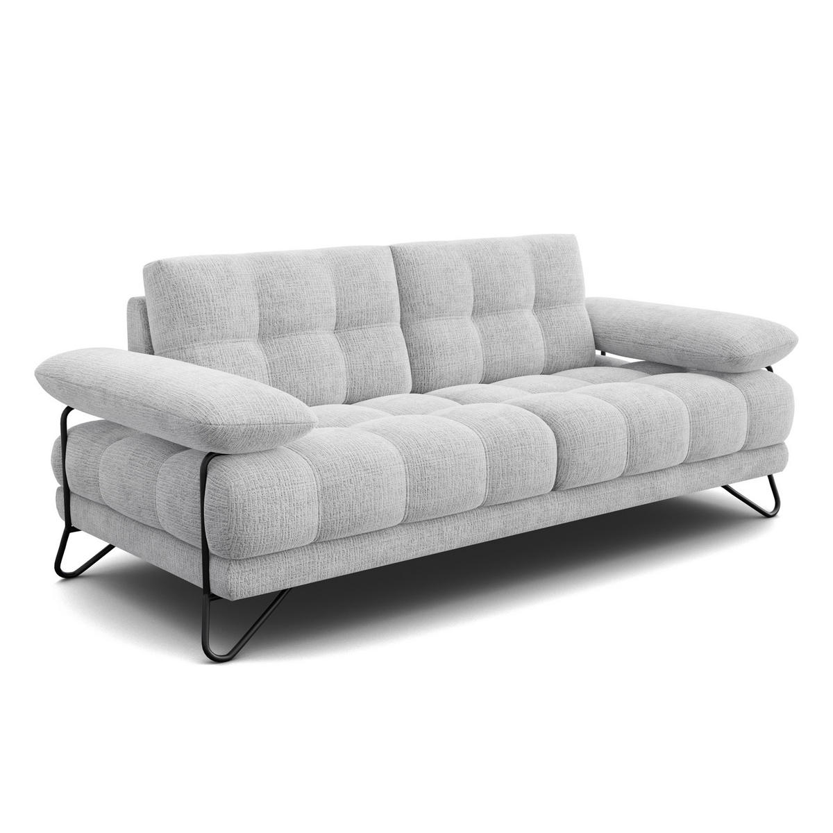 SOFA BUBBARA 2,5-Sitzer, hellgrau - Hellgrau/Schwarz, Holz/Textil (215/87/96cm) - Courtois Laville