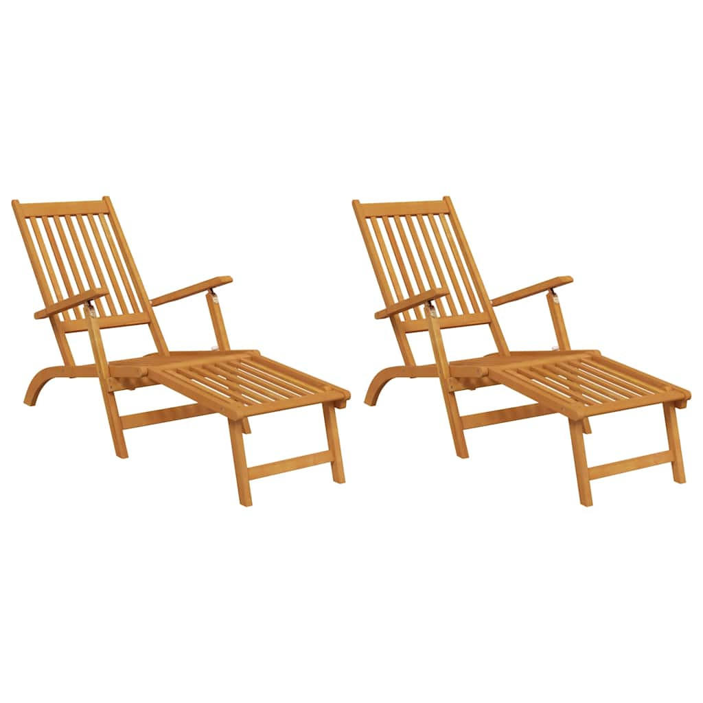 GARTENLIEGEN Mit Fussteil 2er set Massivholz Akazie - Braun, Holz (55/72/168cm) - vidaXL