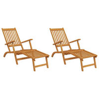 GARTENLIEGEN Mit Fussteil 2er set Massivholz Akazie - Braun, Holz (55/72/168cm) - vidaXL