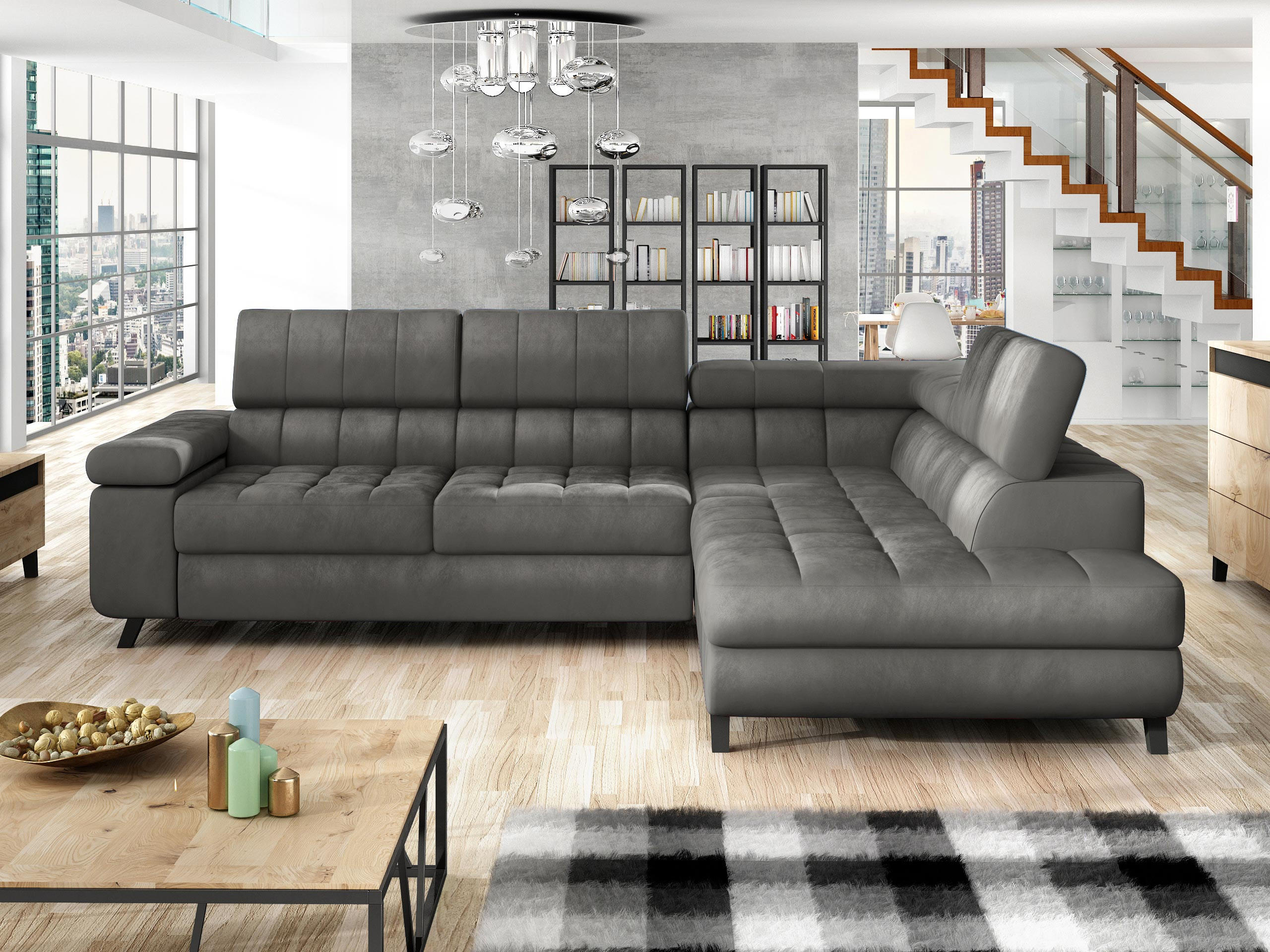 ECKSOFA Nord, Seite: Rechts - Greige/Schwarz, Holz/Textil (264/203cm) - MIRJAN24