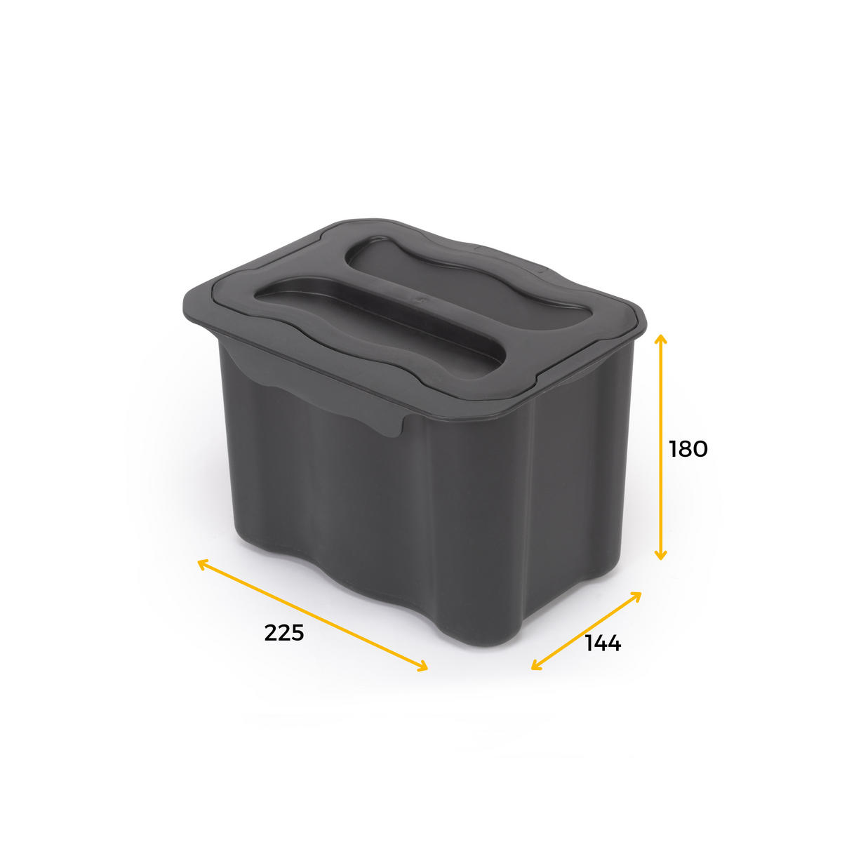 RECYCLINGBEHÄLTER zum Aufhängen an der Tür, 1 x 5 Liter Recycling-Behälter, mit Deckel, Kunststoff, anthrazitgrau - Anthrazit, Kunststoff (20.5/19cm) - EMUCA