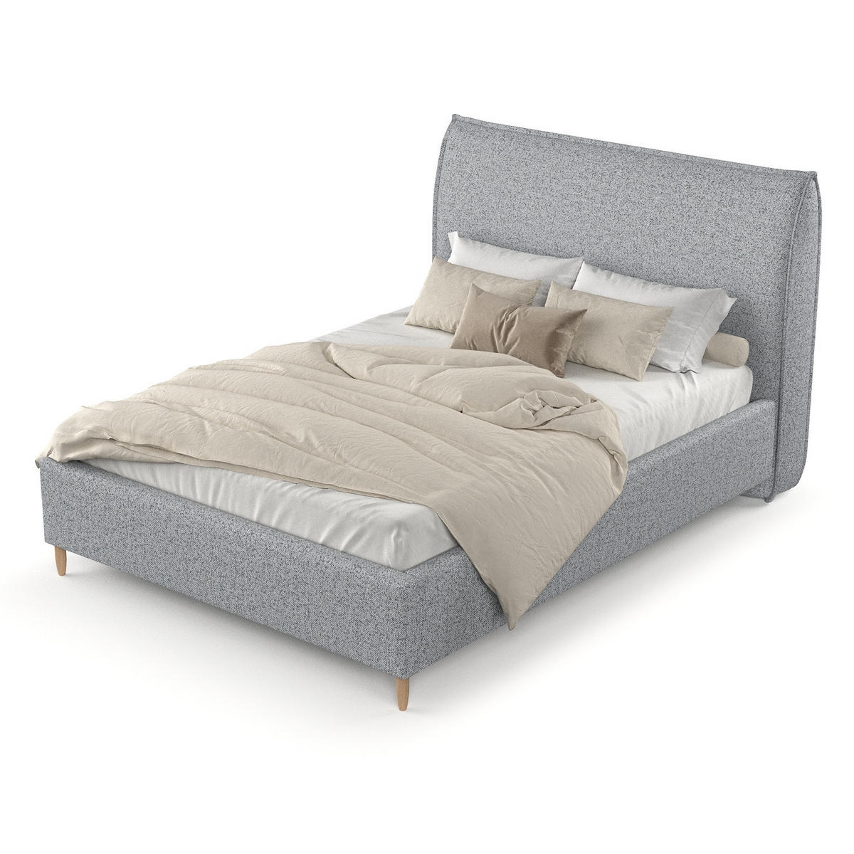 POLSTERBETT Mira 120/200 cm Grau im Riva Stoff - Naturfarben/Grau, Holz/Holzwerkstoff (120/200cm) - AltaBeds