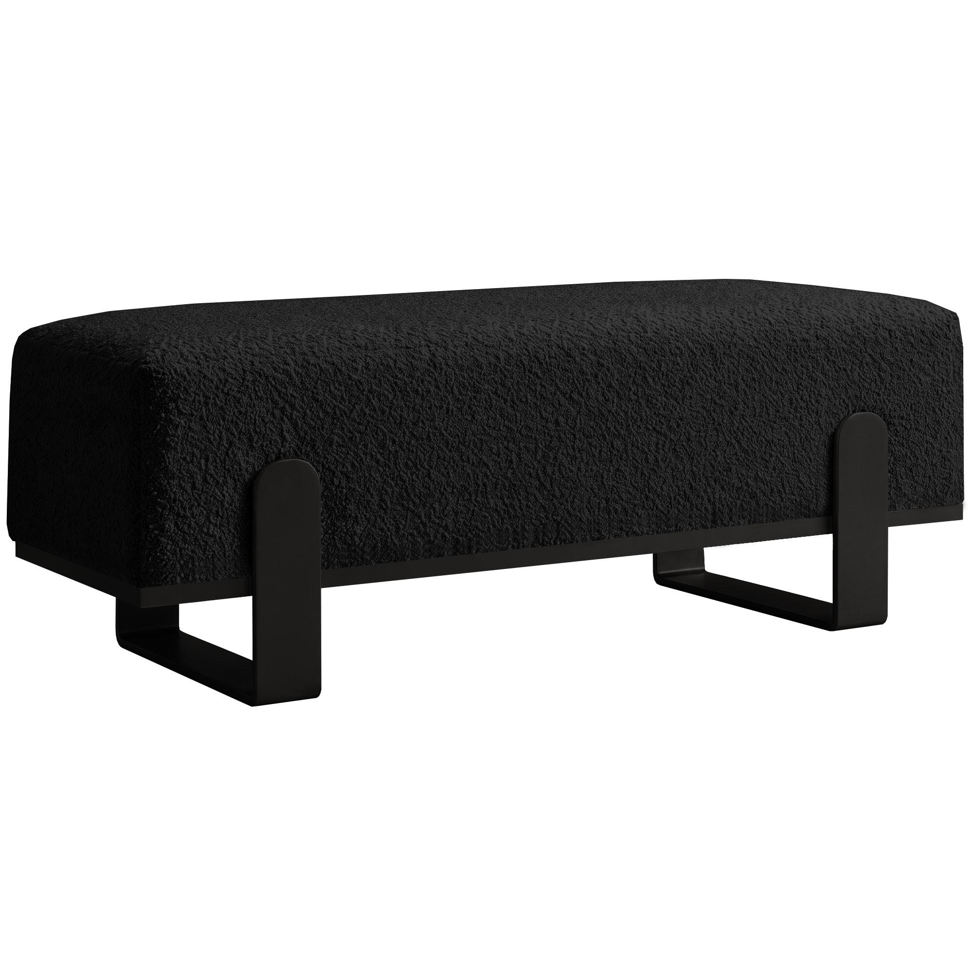SITZBANK Melissa, Polsterbank 100 cm mit Metallgestell, Bouclé-Stoff, Schwarz - Schwarz, Metall (100/47/35cm) - Beautysofa