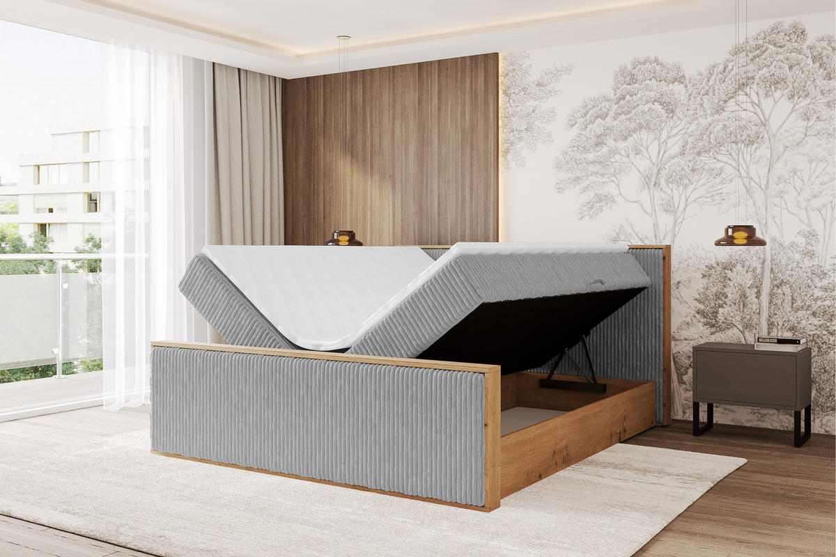 BOXBETT LOLLI9 -Z 140x200 - H4 Grau - Grau, Holzwerkstoff (140/200cm) - ALTDECOR