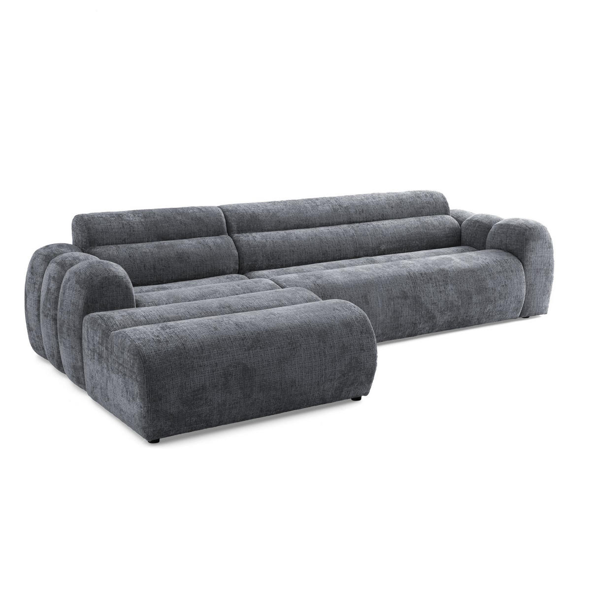 4-SITZER modulares Ecksofa VEER SET 1 Links, 298 x 175 cm, Chenille Webstoff Dunkelgrau - Dunkelgrau/Schwarz, Holz/Kunststoff (298/175cm) - Muffo
