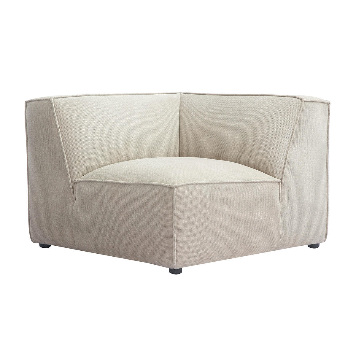ECKMODUL Zentral Beige Samt-Effekt Textur SPLIT - Beige, Textil (101/70.5/101cm) - Miliboo