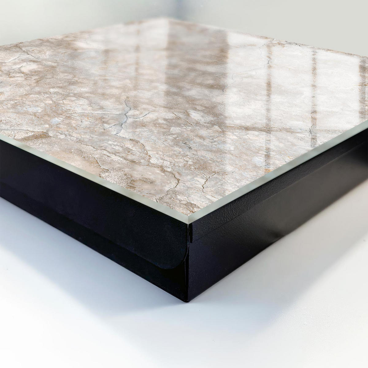 SCHLÜSSELBOX Schwarz 30x30 cm- Türöffnung nach rechts - Marmorstruktur - Beige, Metall (30/30/5cm) - TULUP