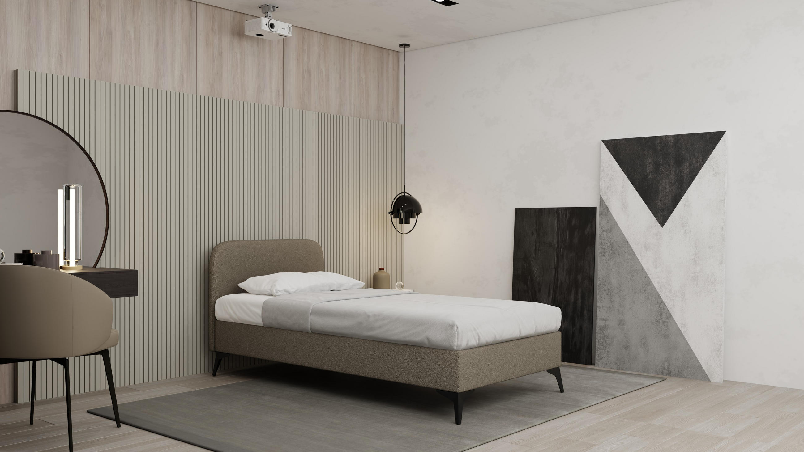 Thumbnail - Panda Möbel Polsterbett, Braun, Holz, Mode, 100x200 cm, Oeko-Tex® Standard 100, Schlafzimmer, Betten, Polsterbetten
