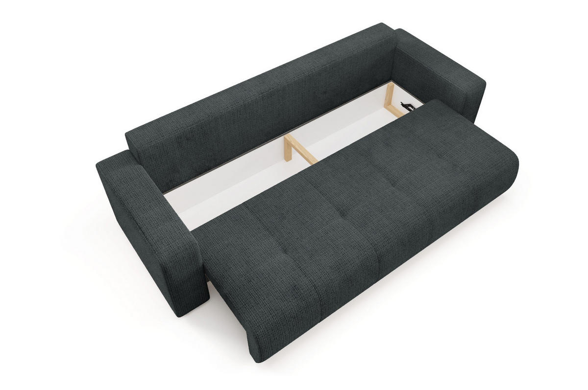 SCHLAFSOFA mit Bettkasten Schwarz - Schwarz, Textil (244/70/92cm) - Furnisell