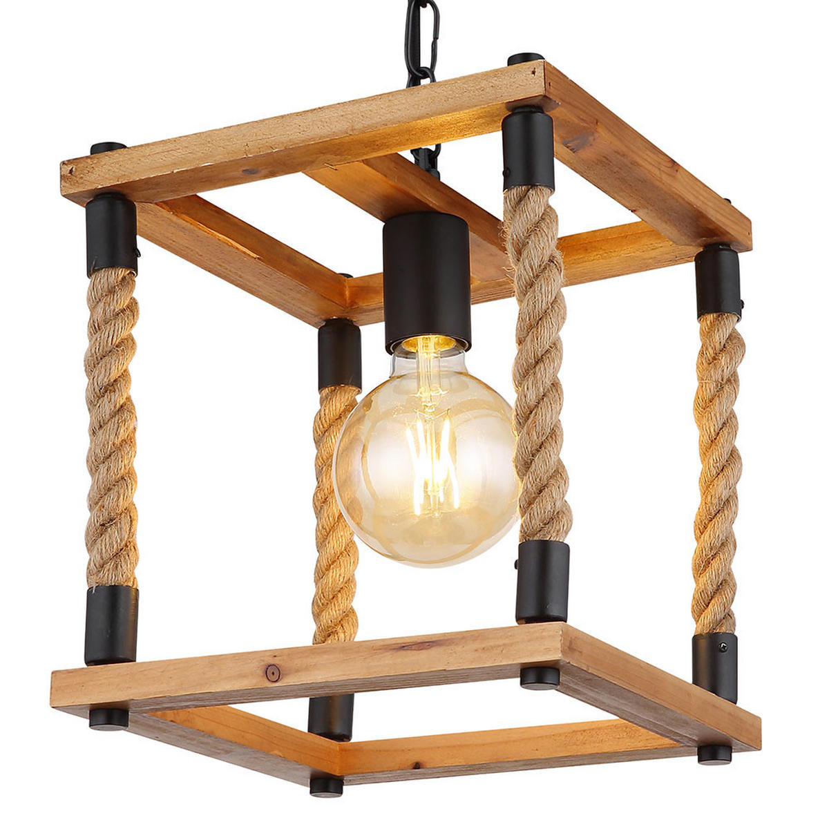 HÄNGELEUCHTE VERNON Holz Braun 2er Set - Braun, Holz (25/25/120cm) - Globo Lighting