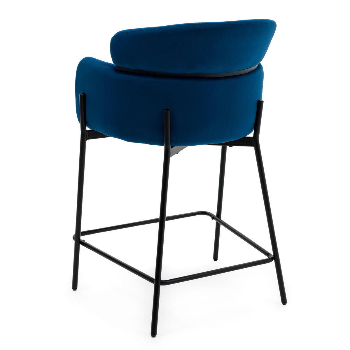 BARHOCKER BOLZANO gepolsterter mit Steppung - dunkelblau - Samt Velour - Blau/Schwarz, Textil/Metall (60/99/55cm) - NEW HOME