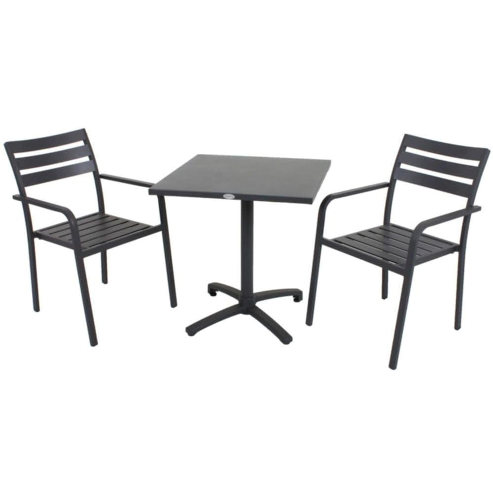 GARTEN-SITZGRUPPE Wanda 3-teilig Gartenmöbel-Set - Schwarz, Metall - DELUKE