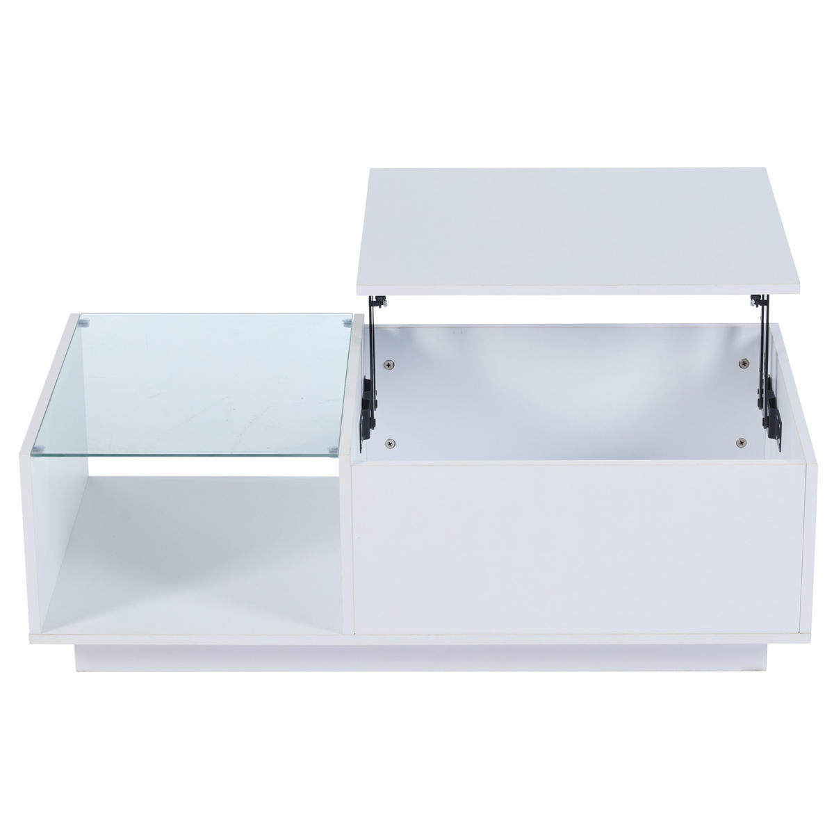 COUCHTISCH höhenverstellbar 100 x 50 cm Hochglanz White mit Stauraum - Weiß, Holzwerkstoff (100/50/33cm) - Meubliv