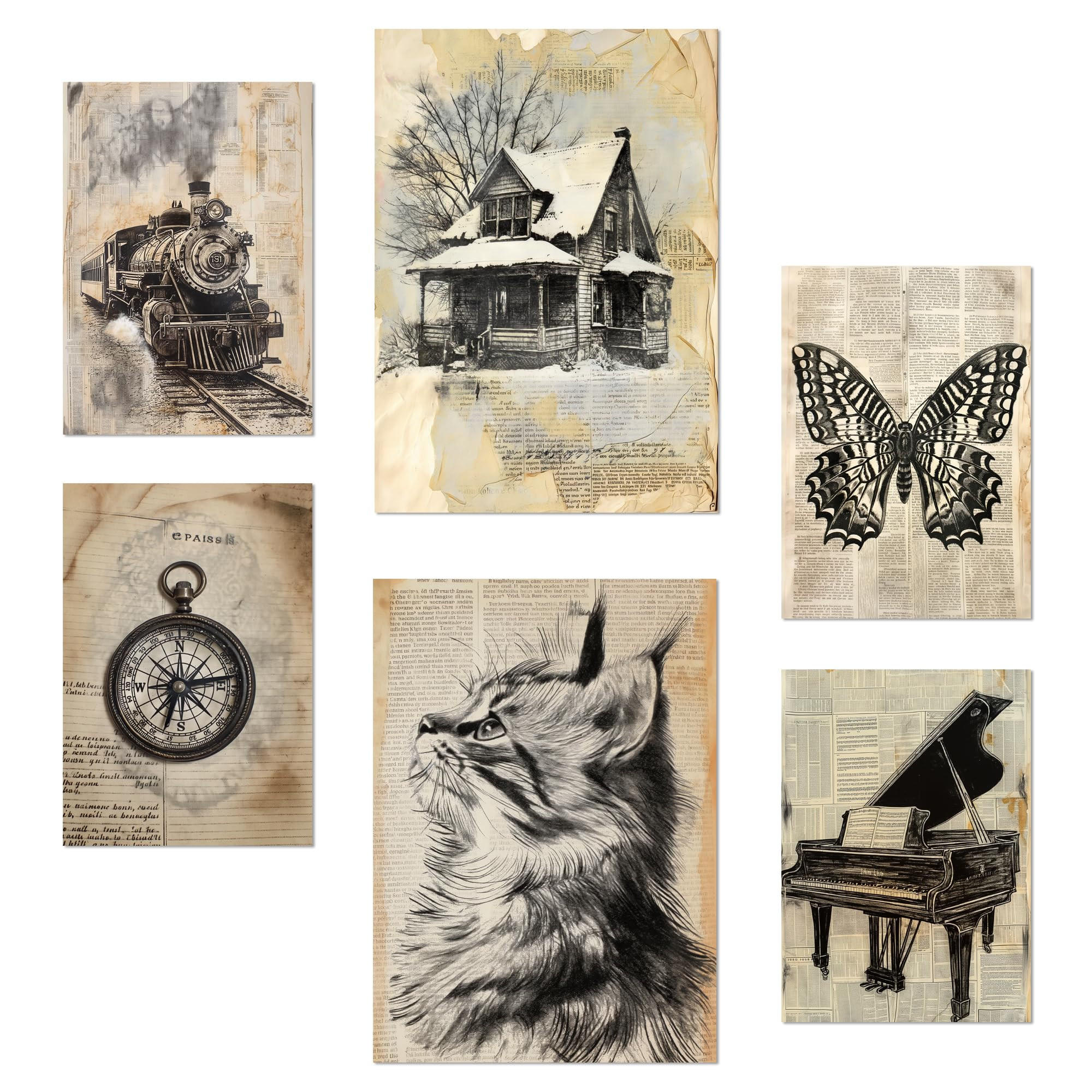 POSTER Set Mit 6 Vintage Lebens A3 & A4 Rahmenlos - Klar, Papier (29/3cm) - Nacnic